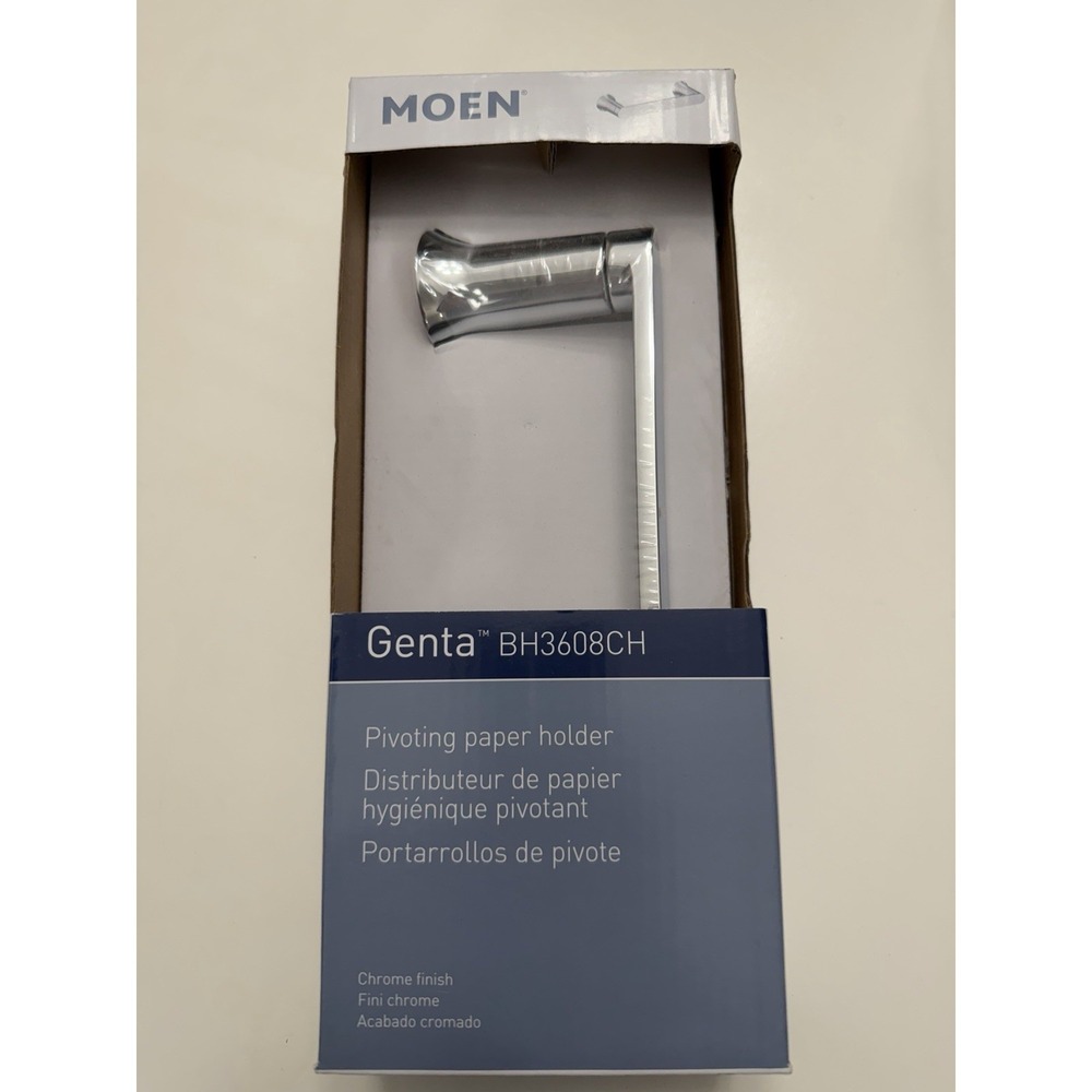 Moen Genta BH3608CH Pivoting Toilet Paper Holder Chrome New. 4032